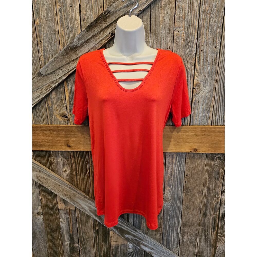NWT Grace and Emma botique orange size small blouse soft stretch